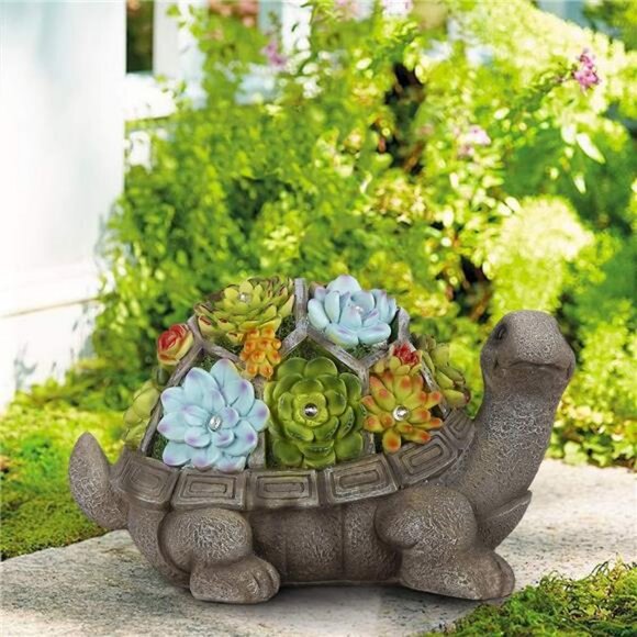 11.5 Inch Solar Garden Statues Turtle Figurine Lights for Outside Garden Decor - Picture 1 of 7